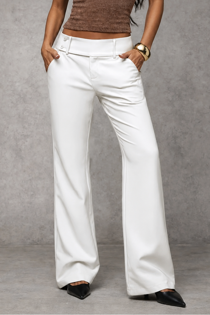 Wide-Leg High-Waisted Dress Trousers