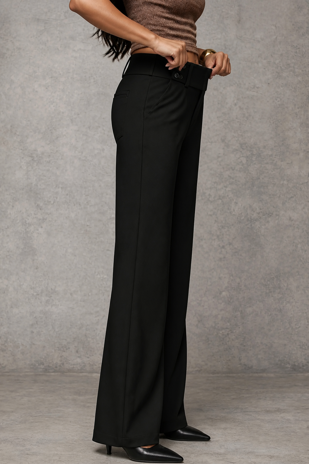 Wide-Leg High-Waisted Dress Trousers
