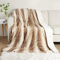WILDCOZY Faux Fur Deer Blanket - Reversible Plush Warmth