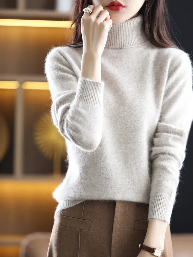Women's 100 Percent Cashmere Turtleneck Sweater Warm Slim Fit Knit In 23 Colors