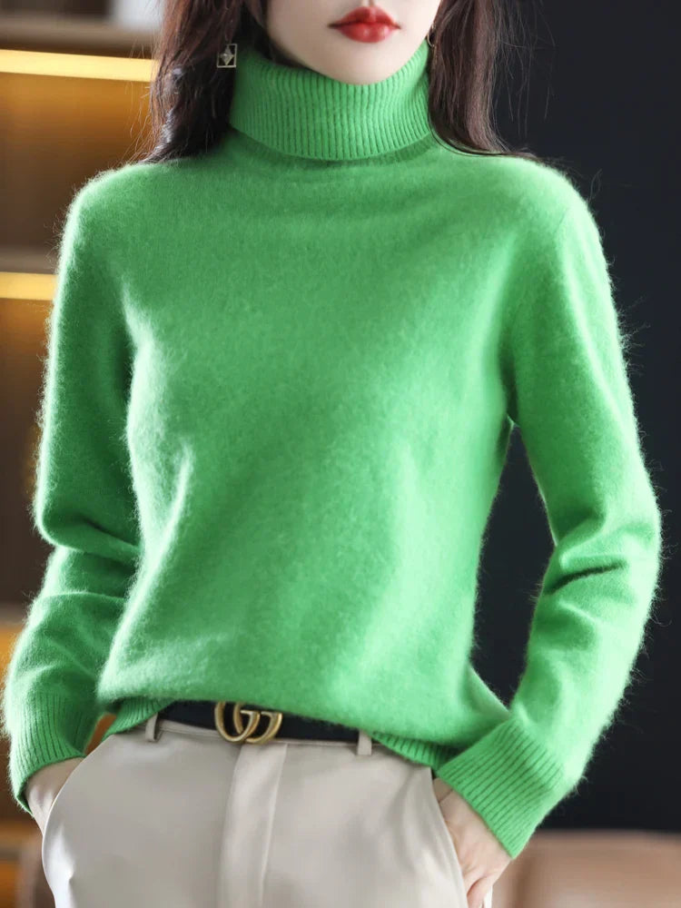 Women's 100 Percent Cashmere Turtleneck Sweater Warm Slim Fit Knit In 23 Colors