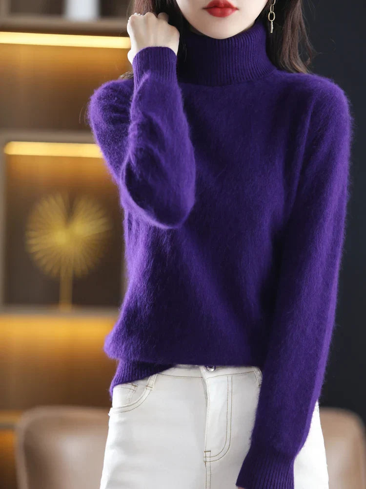 Women's 100 Percent Cashmere Turtleneck Sweater Warm Slim Fit Knit In 23 Colors
