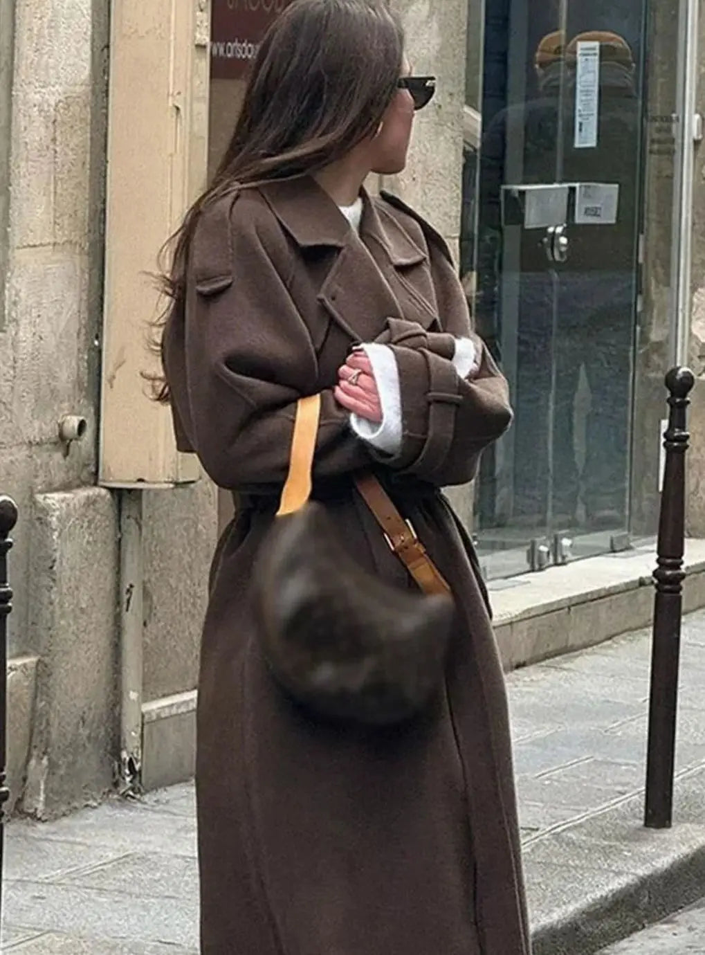 Women's Belted Button-Front Wool Midi Coat