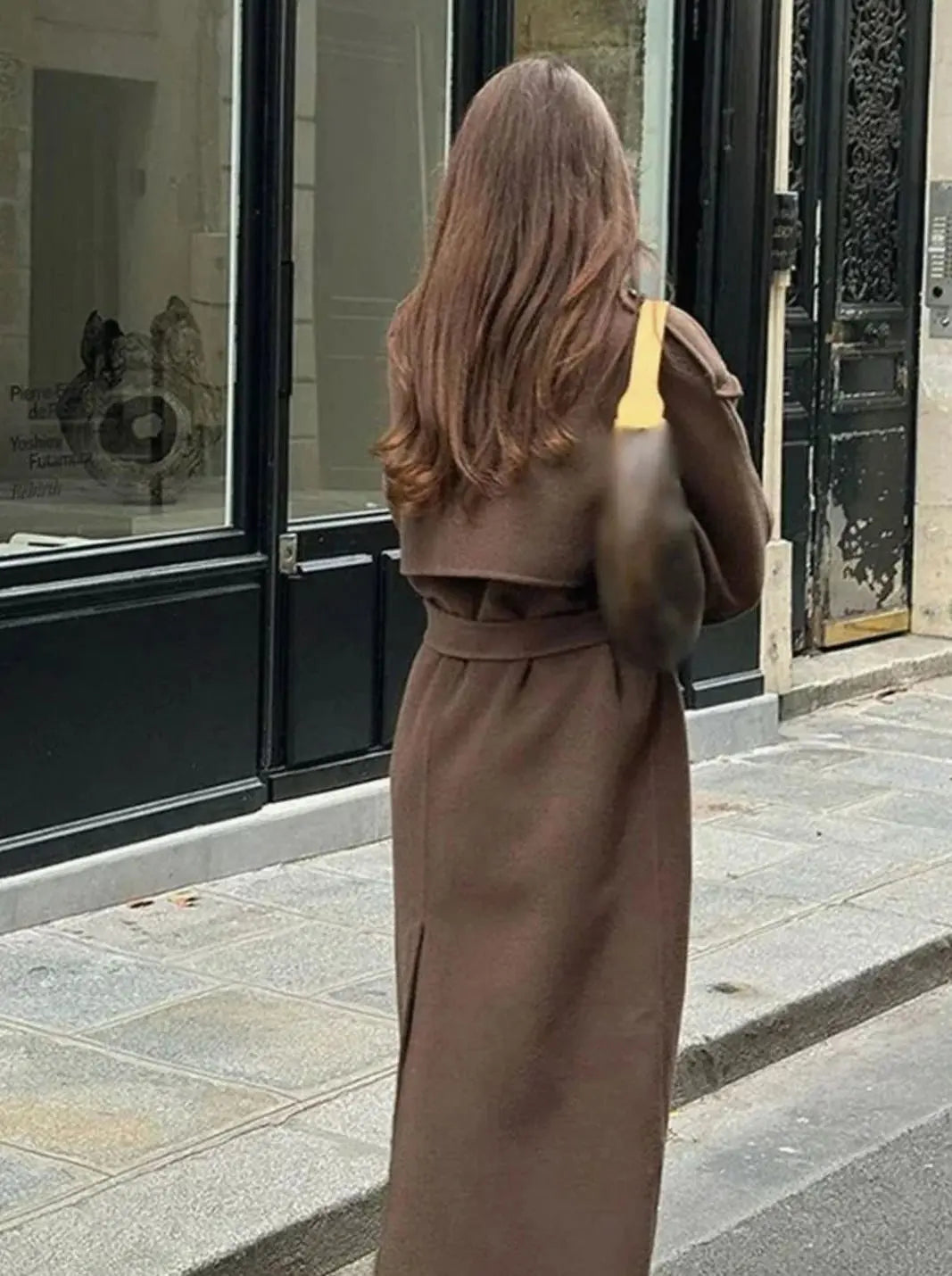 Women's Belted Button-Front Wool Midi Coat