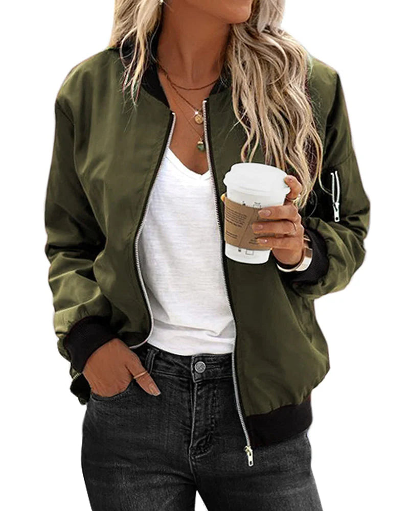 Women's Bomber Jacket – Classic Design, Long-Sleeve Comfort & Sleek Finish