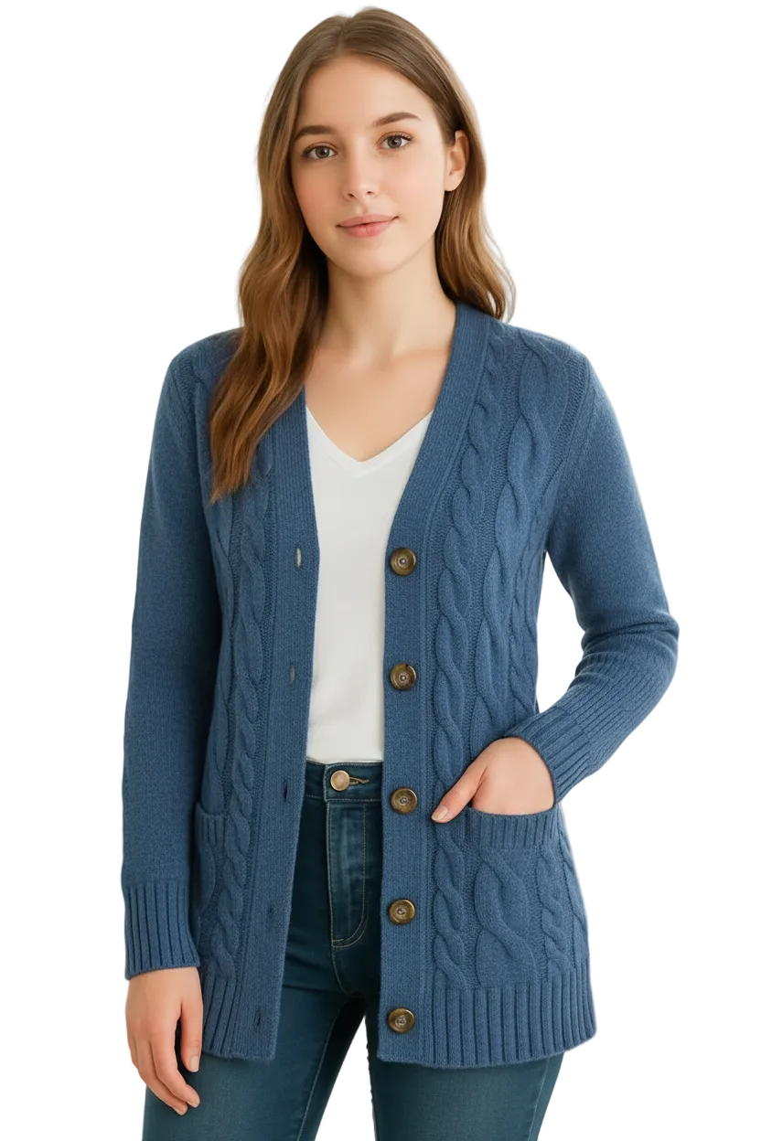 Women's Cable-Knit Cardigan – Spring & Summer