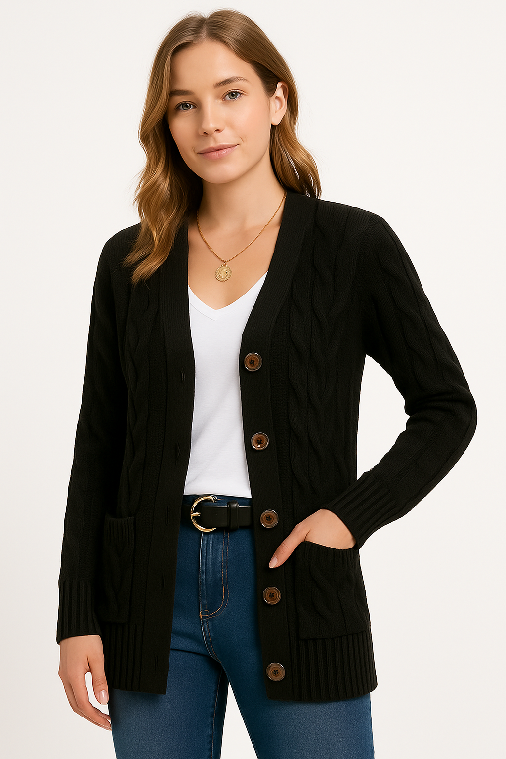 Women's Cable-Knit Cardigan – Spring & Summer