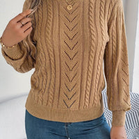 Women's Cable-Knit Openwork Relaxed Crewneck Sweater