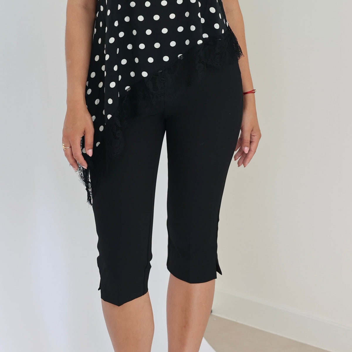 Women's Capri Pants | Spandex-Nylon Blend & High Waist | Knee-Length Stretch Pants with Side Slits for Casual & Evening Wear