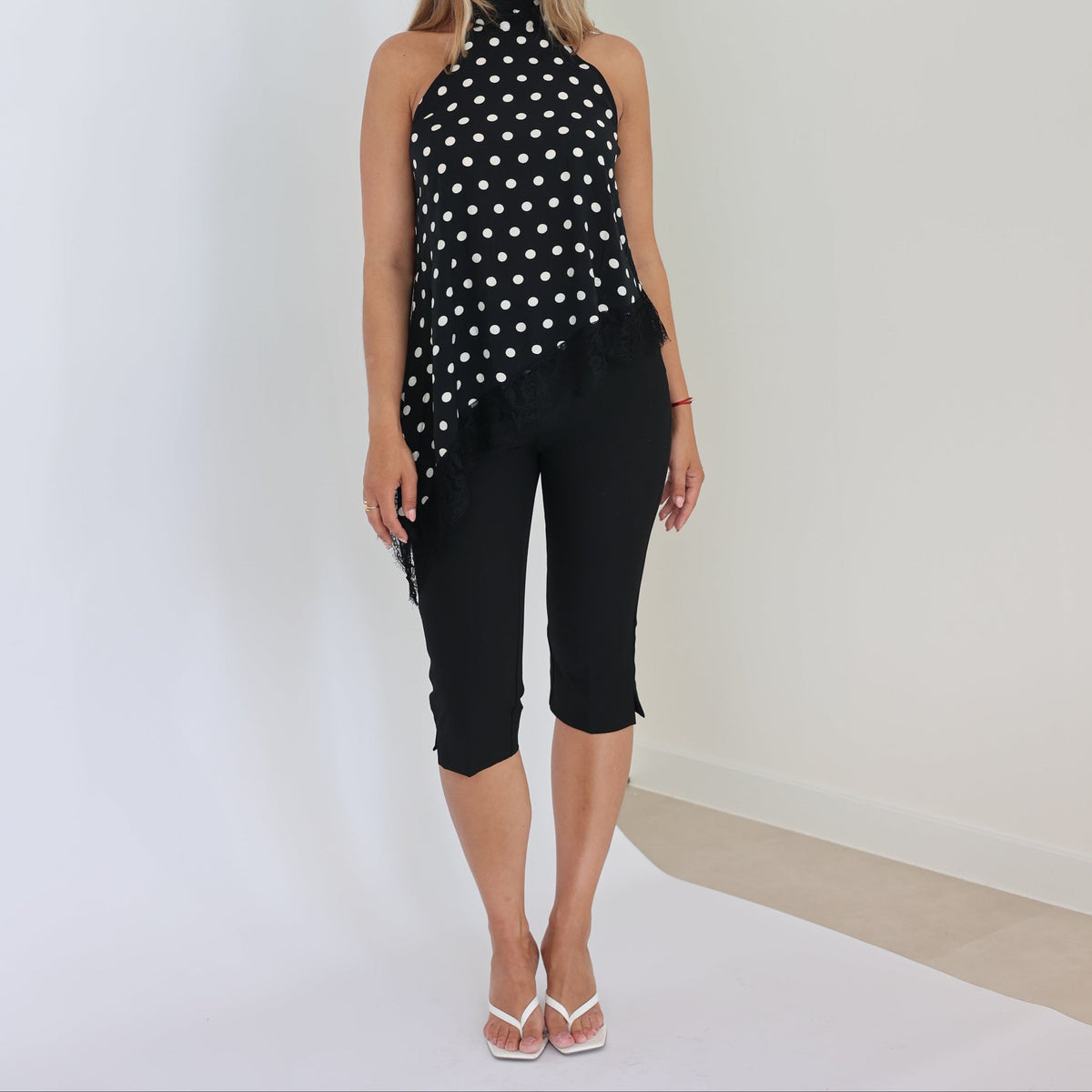 Women's Capri Pants | Spandex-Nylon Blend & High Waist | Knee-Length Stretch Pants with Side Slits for Casual & Evening Wear