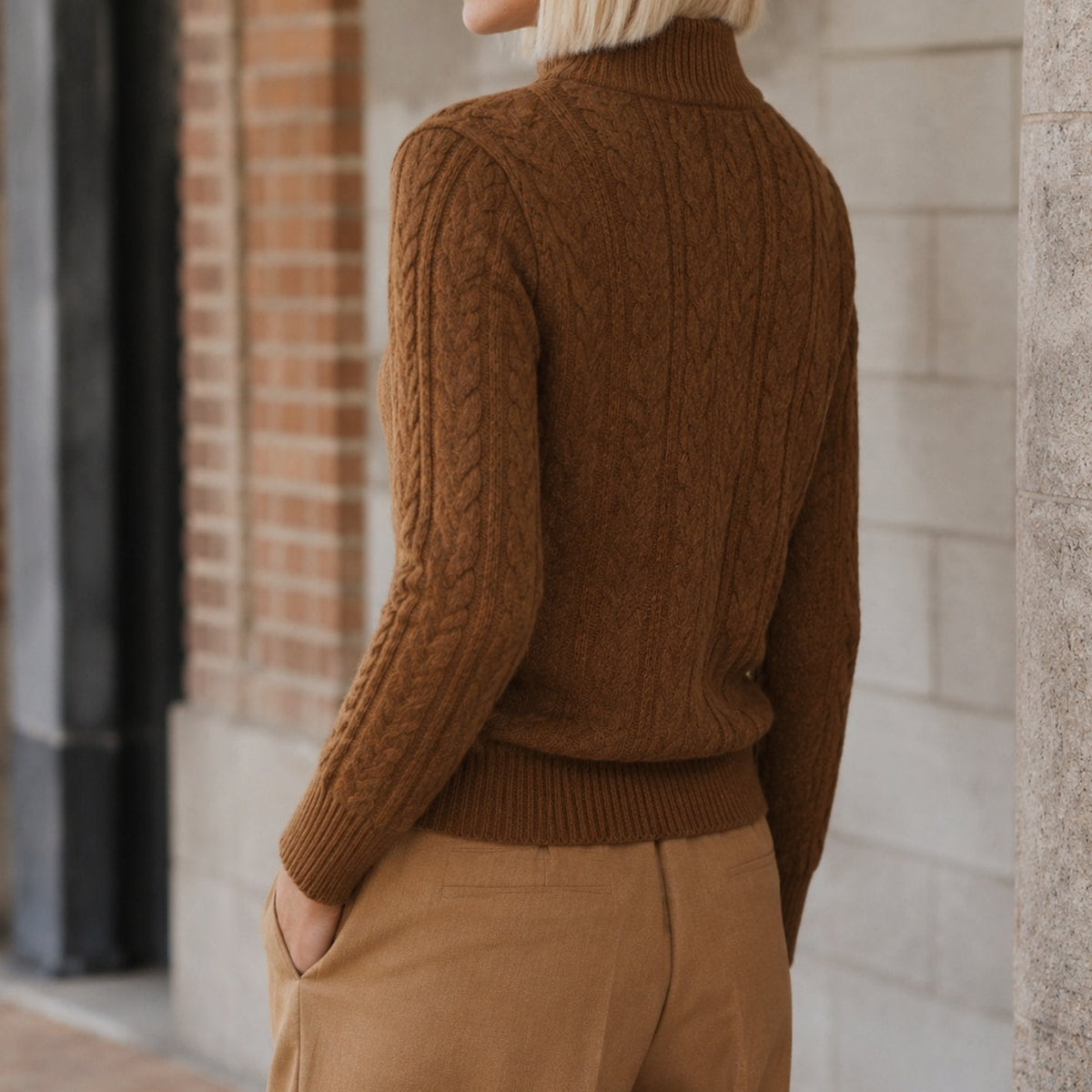 Women's Cashmere Blend Cable-Knit Buttoned Sweater