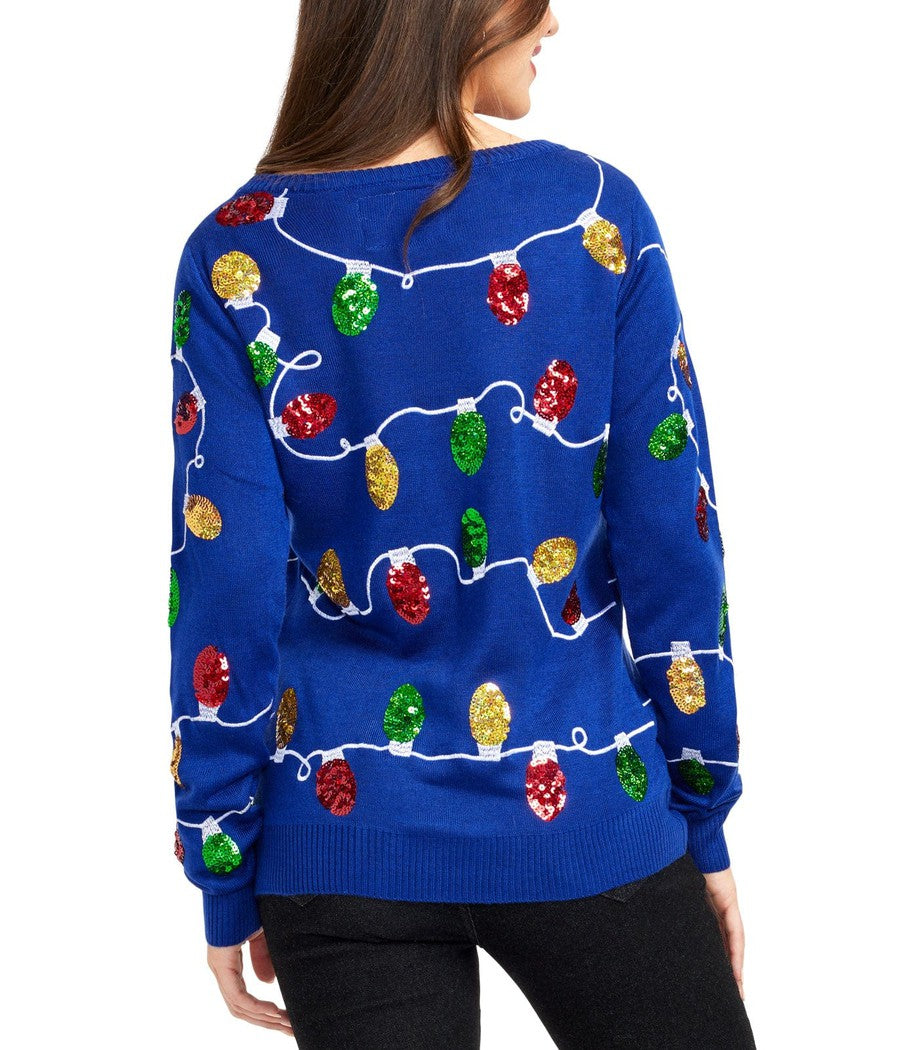 Women's Christmas Lights Sweater with Sparkly Light Design for Holiday Gatherings