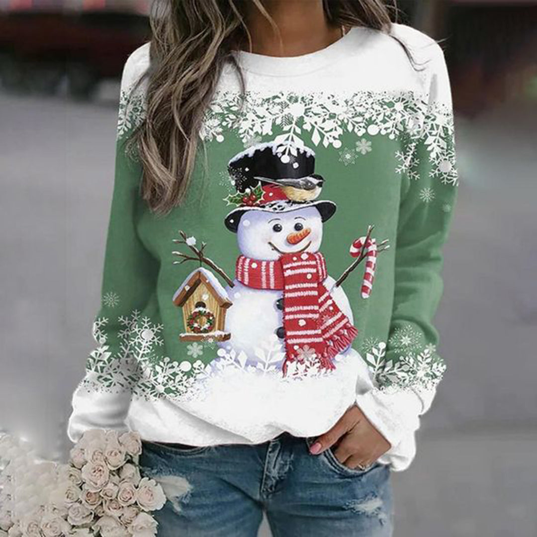 Women's Christmas Sweater with Festive Snowman Motif