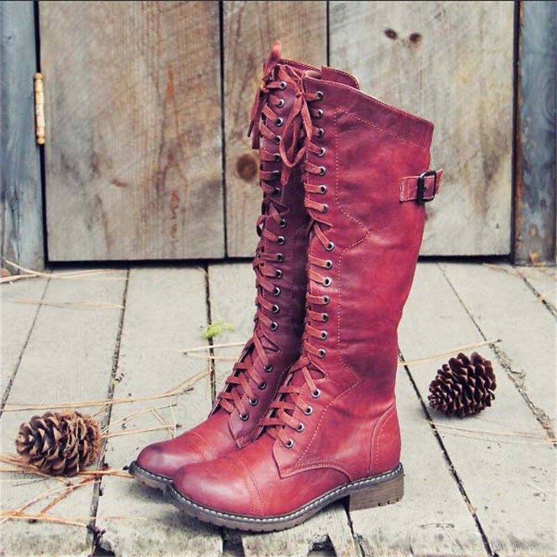 Women's Classic Lace-Up Leather Riding Boots