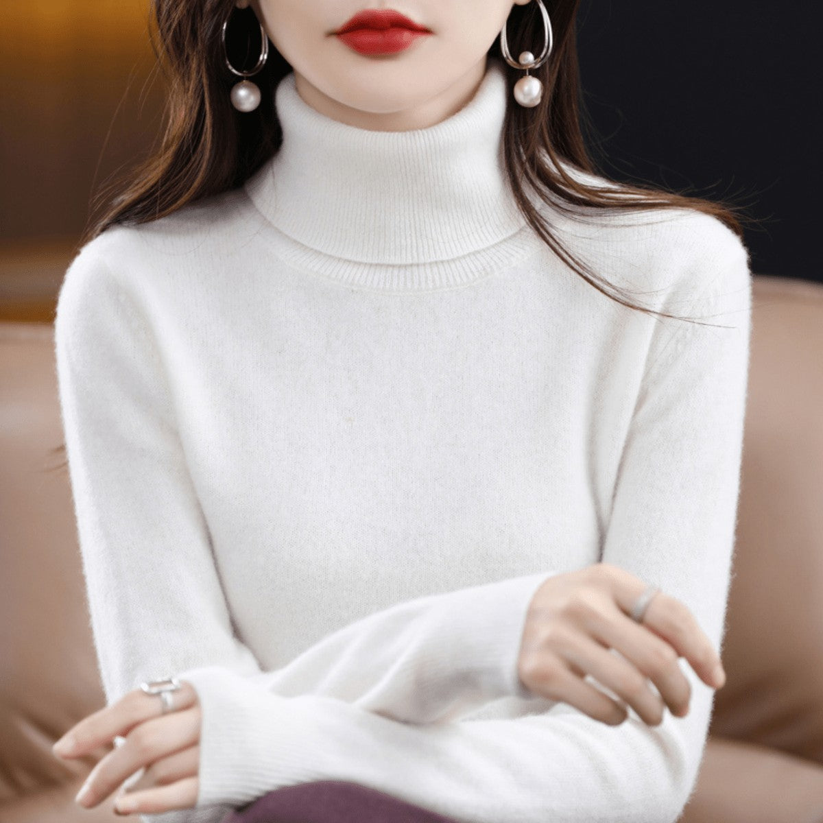 Women's Classic Roll Neck Wool Jumper