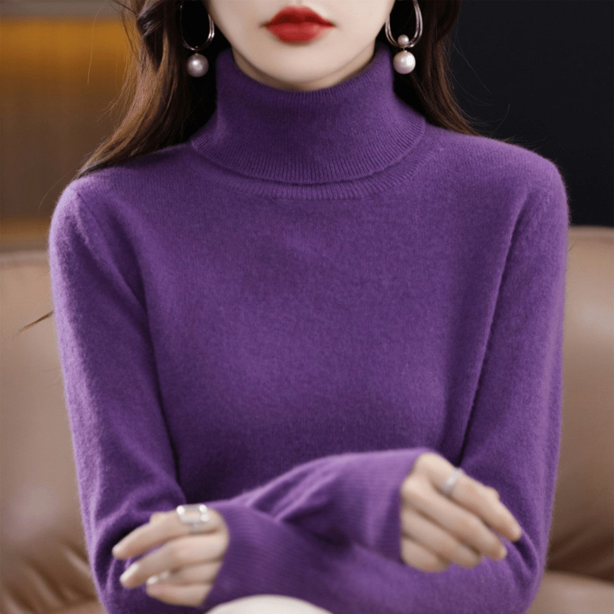 Women's Classic Roll Neck Wool Jumper