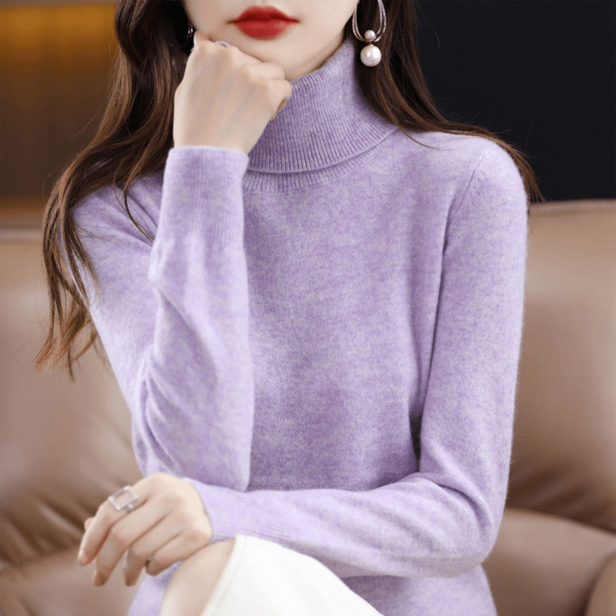 Women's Classic Roll Neck Wool Jumper