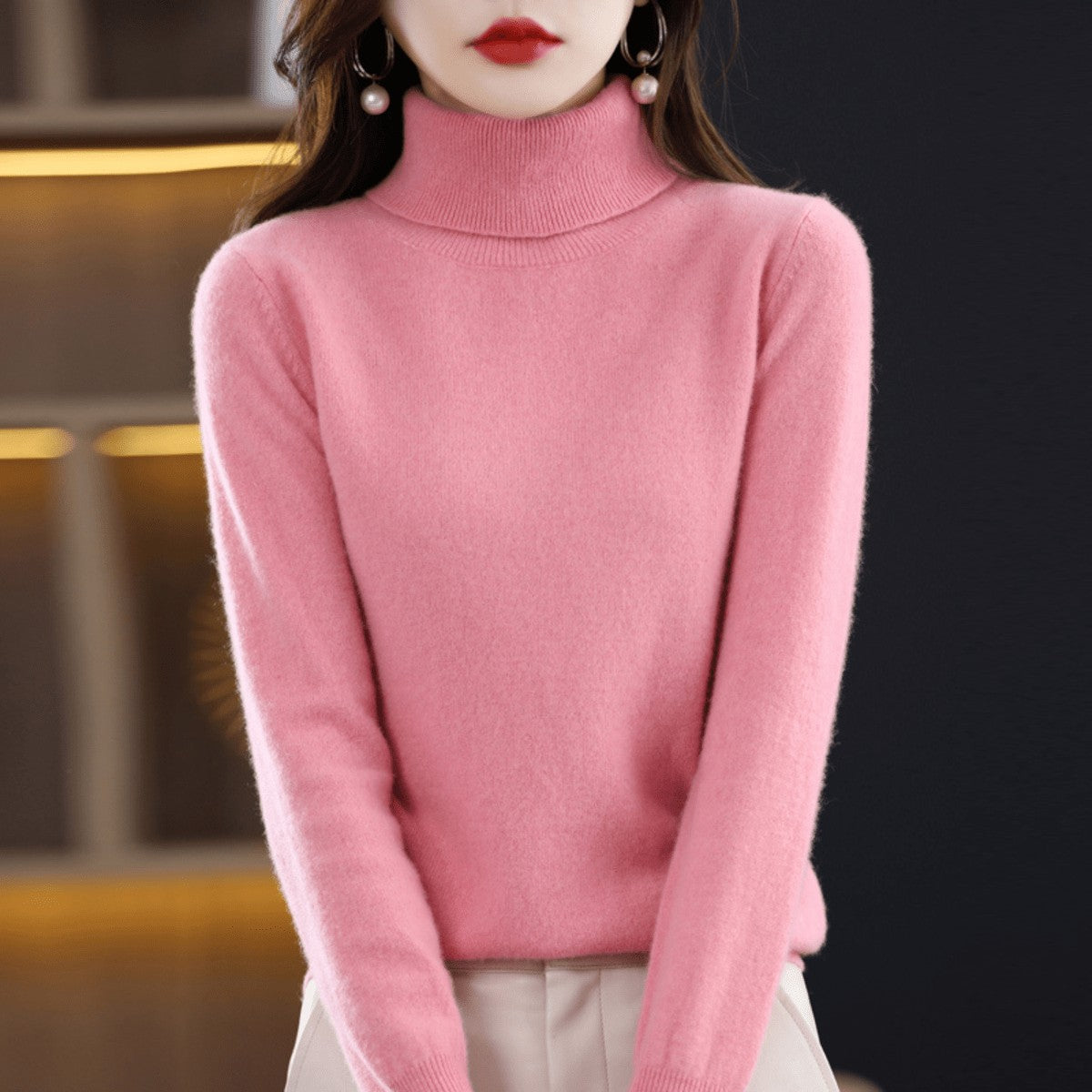 Women's Classic Roll Neck Wool Jumper