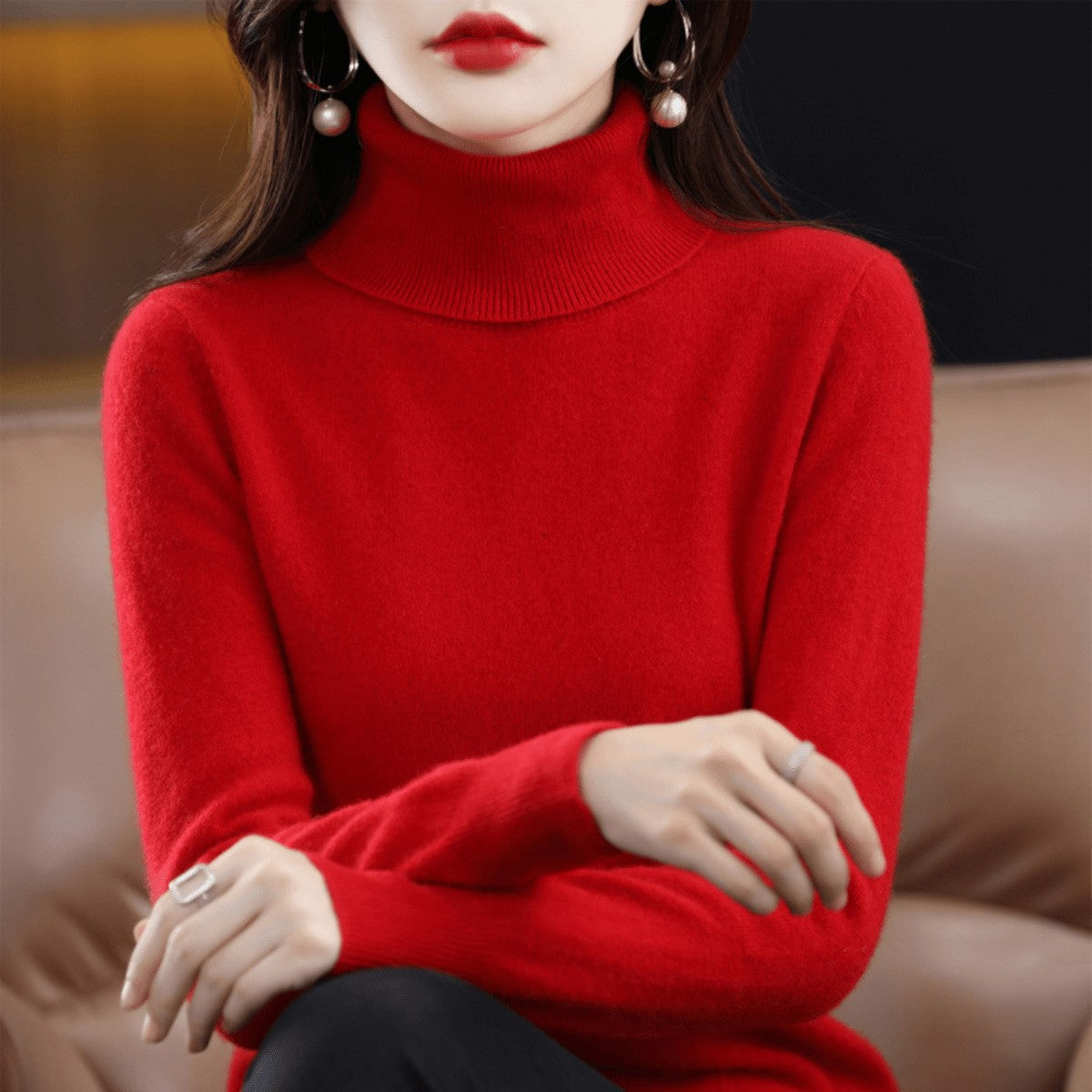 Women's Classic Roll Neck Wool Jumper