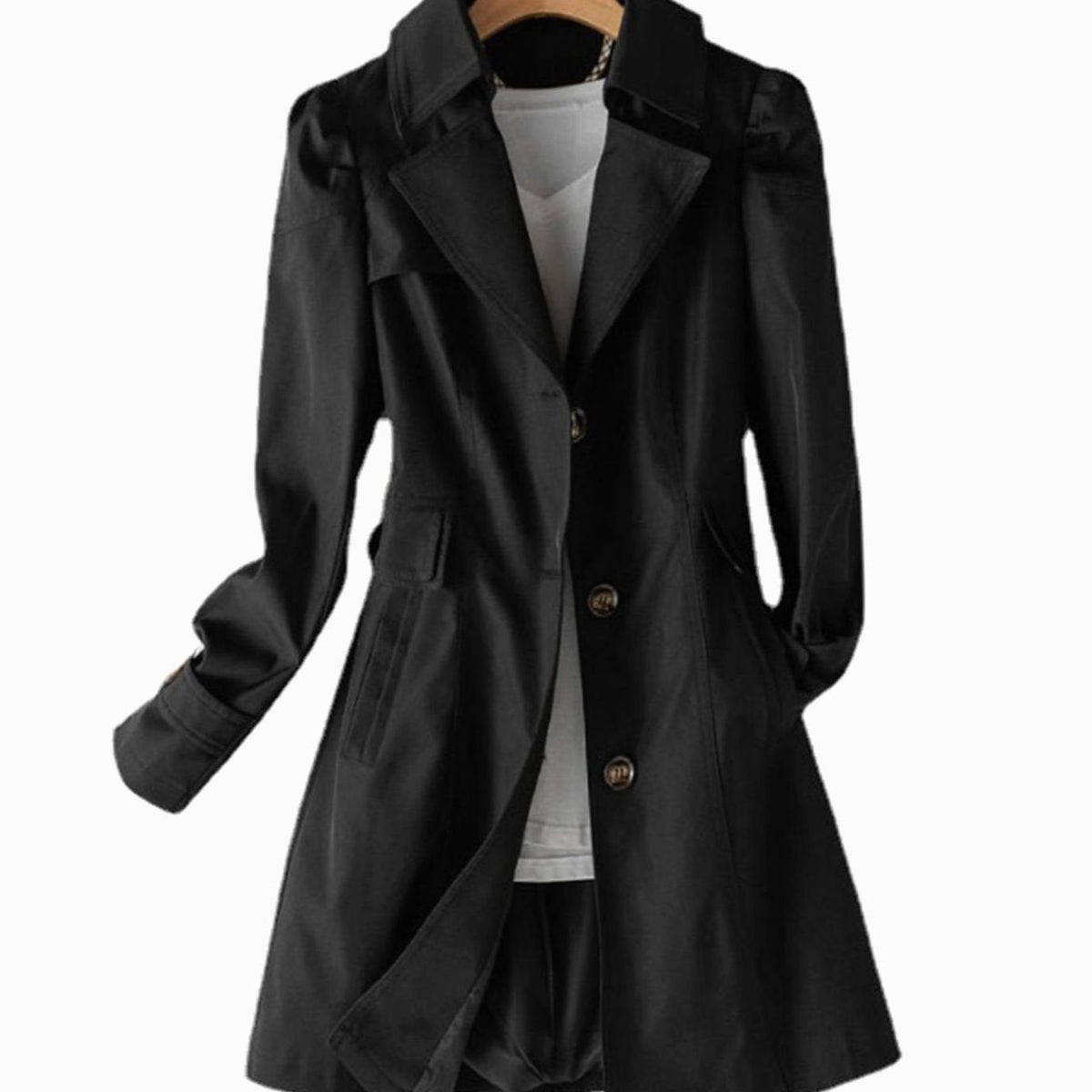 Women's Classic Single-Breasted Tailored Trench Coat