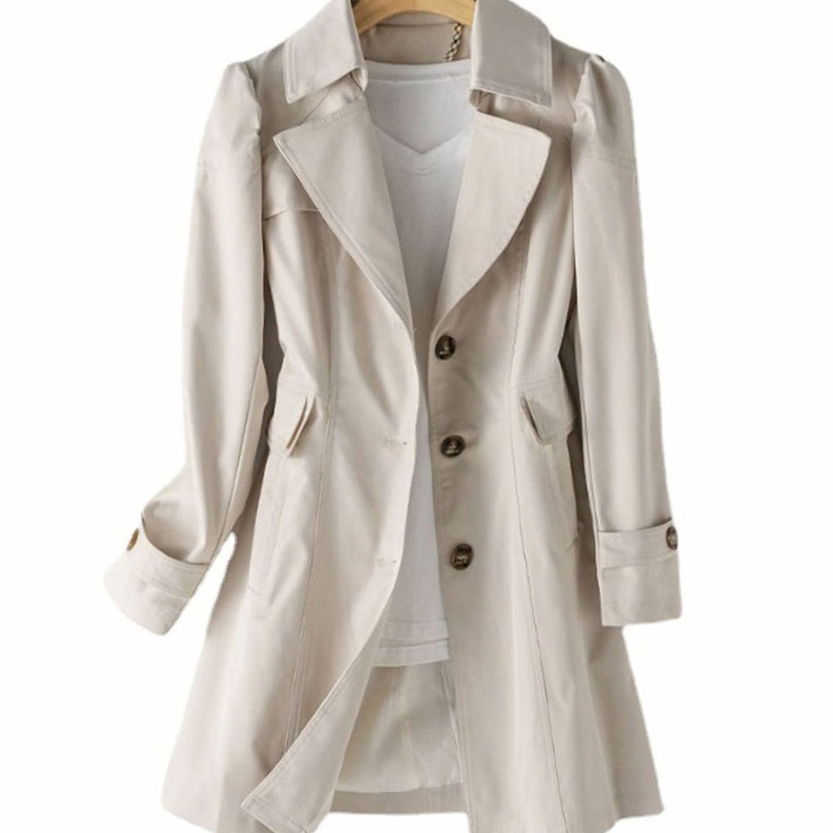 Women's Classic Single-Breasted Tailored Trench Coat