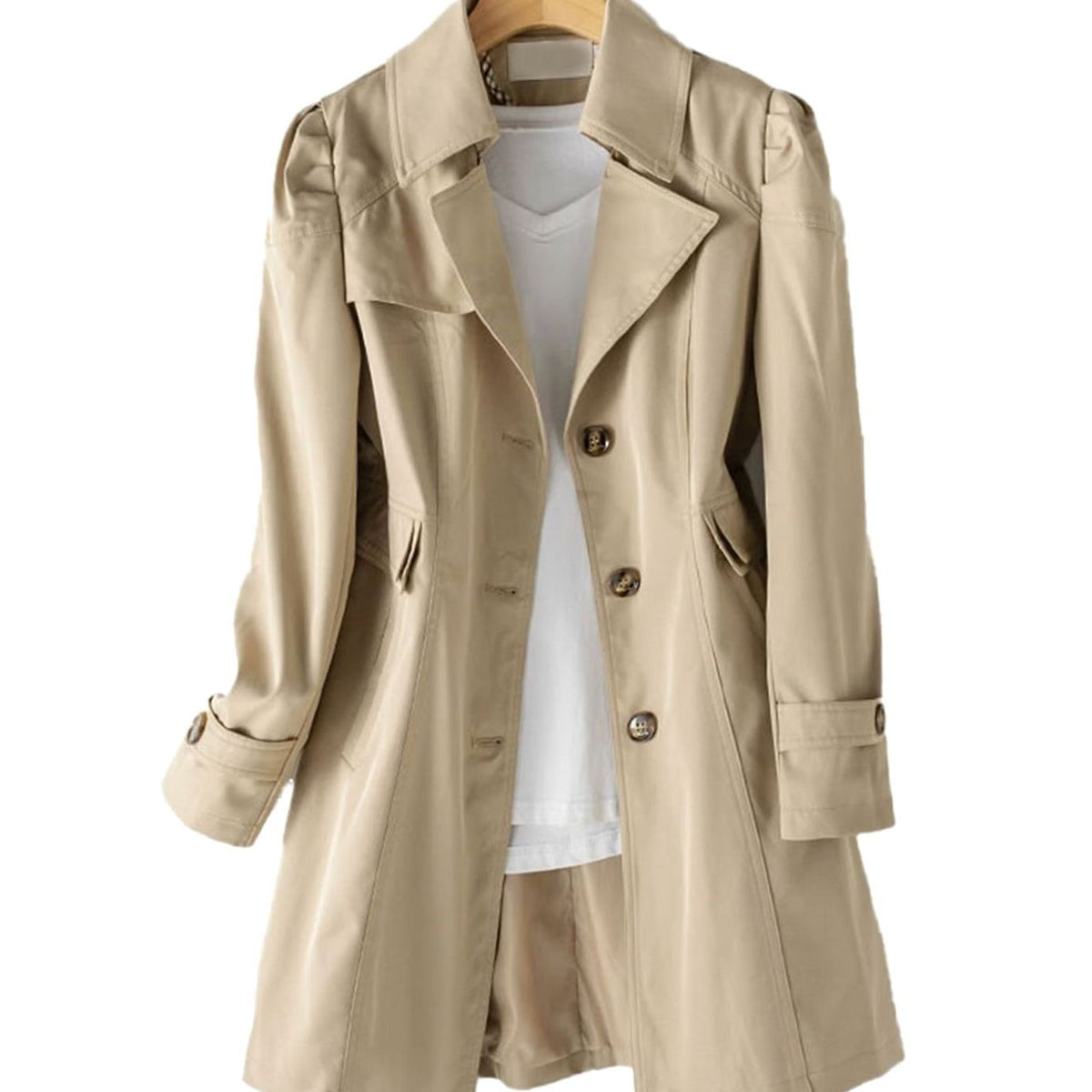 Women's Classic Single-Breasted Tailored Trench Coat