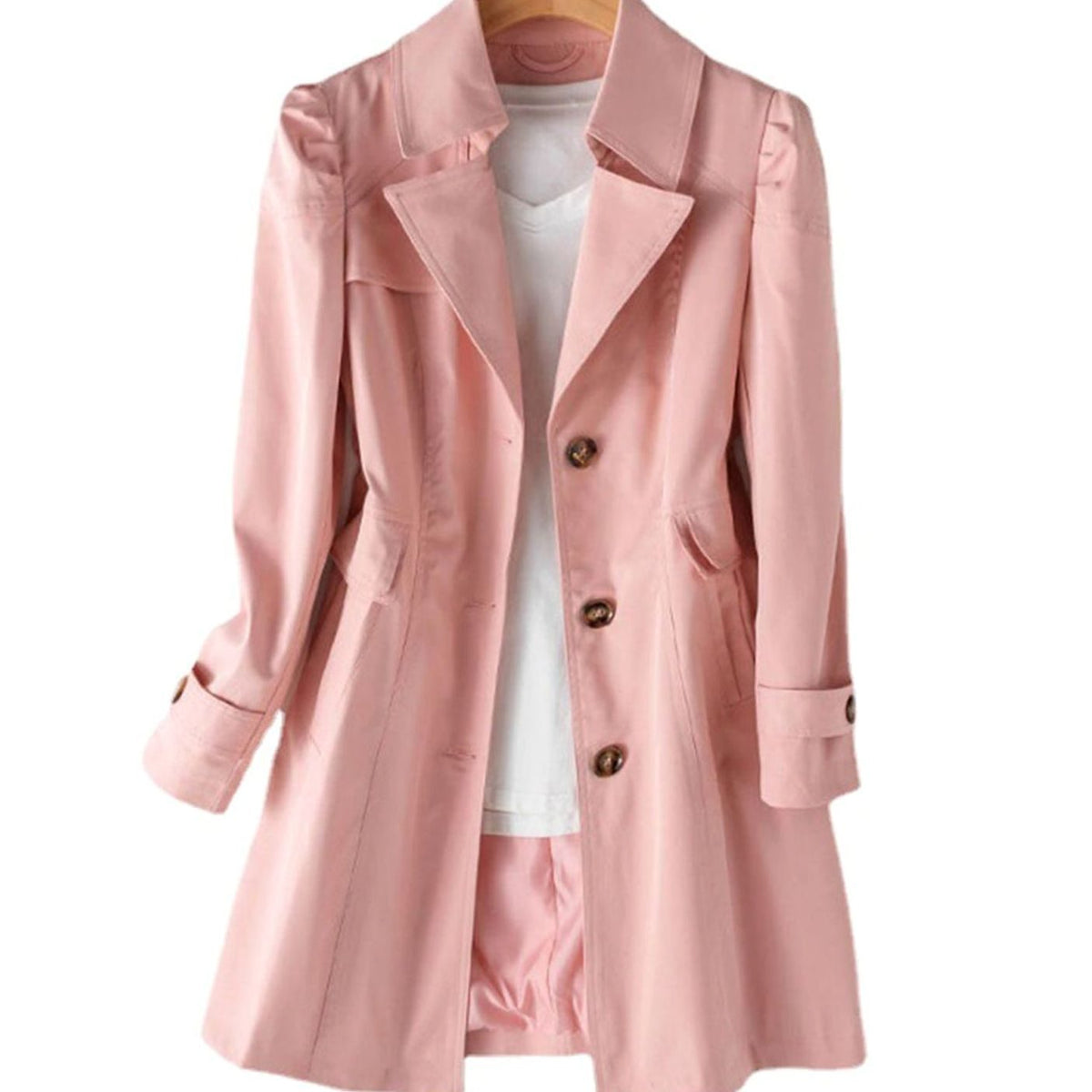 Women's Classic Single-Breasted Tailored Trench Coat