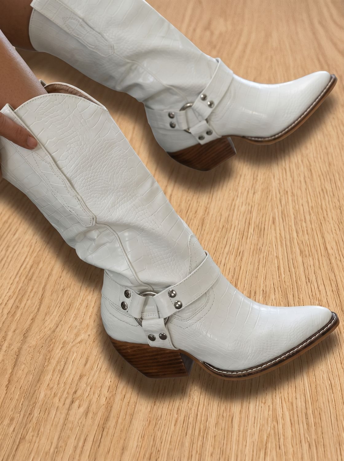 Women's Cow-Print Pointed-Toe Block-Heel Western Cowboy Boots