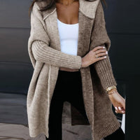 Women's Cozy Long-Sleeve Longline Open-Front Cardigan Sweater