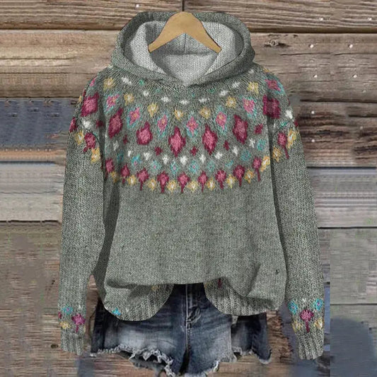 Women's Cozy Nordic Hoodie - Warm Winter Pullover