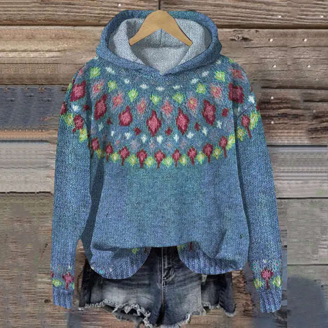 Women's Cozy Nordic Hoodie - Warm Winter Pullover