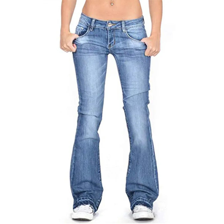 Women's Denim Low-Rise Flared Jeans with Casual Vintage Look & Flared Leg | Charly
