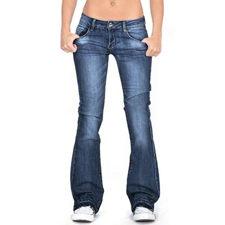 Women's Denim Low-Rise Flared Jeans with Casual Vintage Look & Flared Leg | Charly