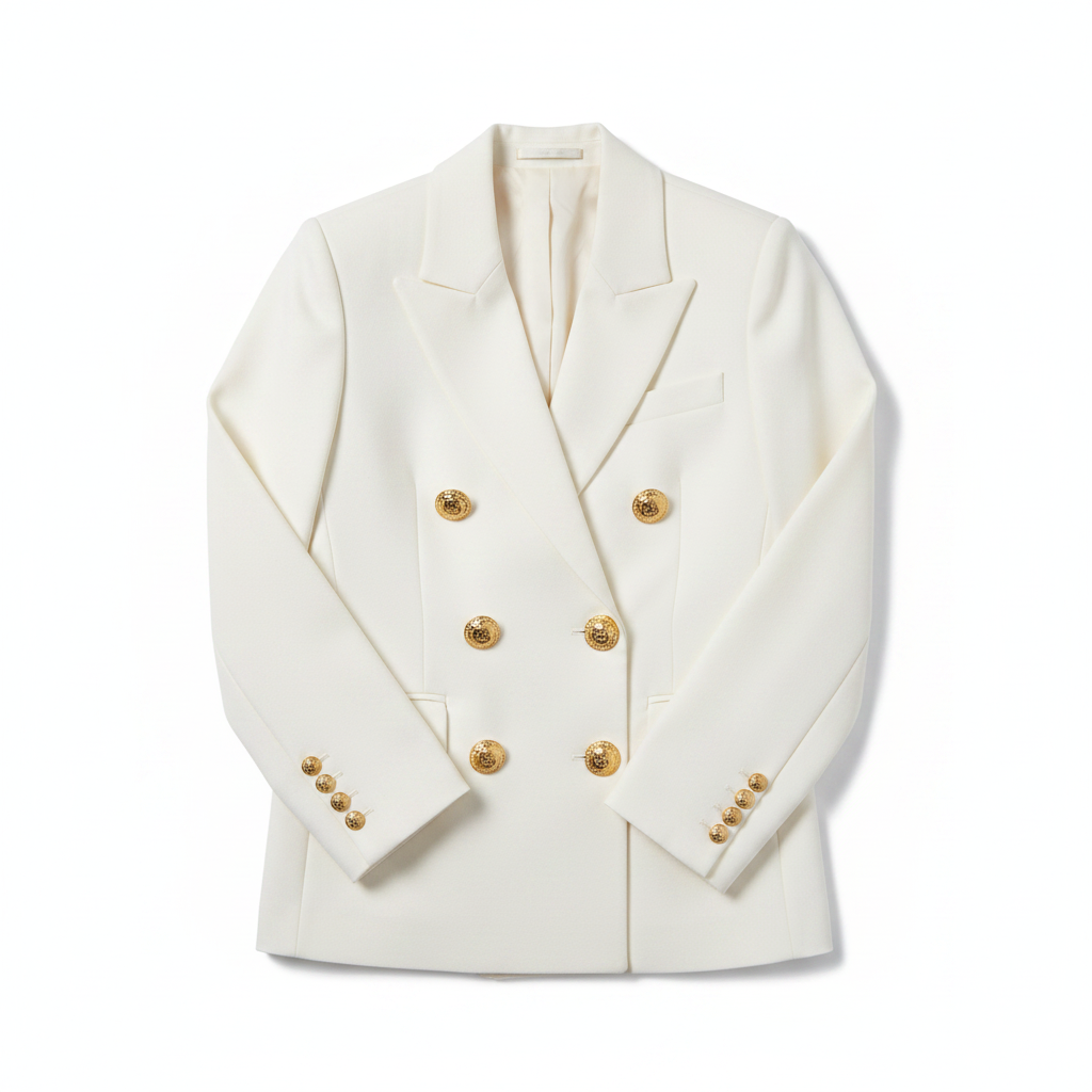 Women's Double-Breasted Blazer with Buttons - Elegant Long-Sleeve Suit Jacket