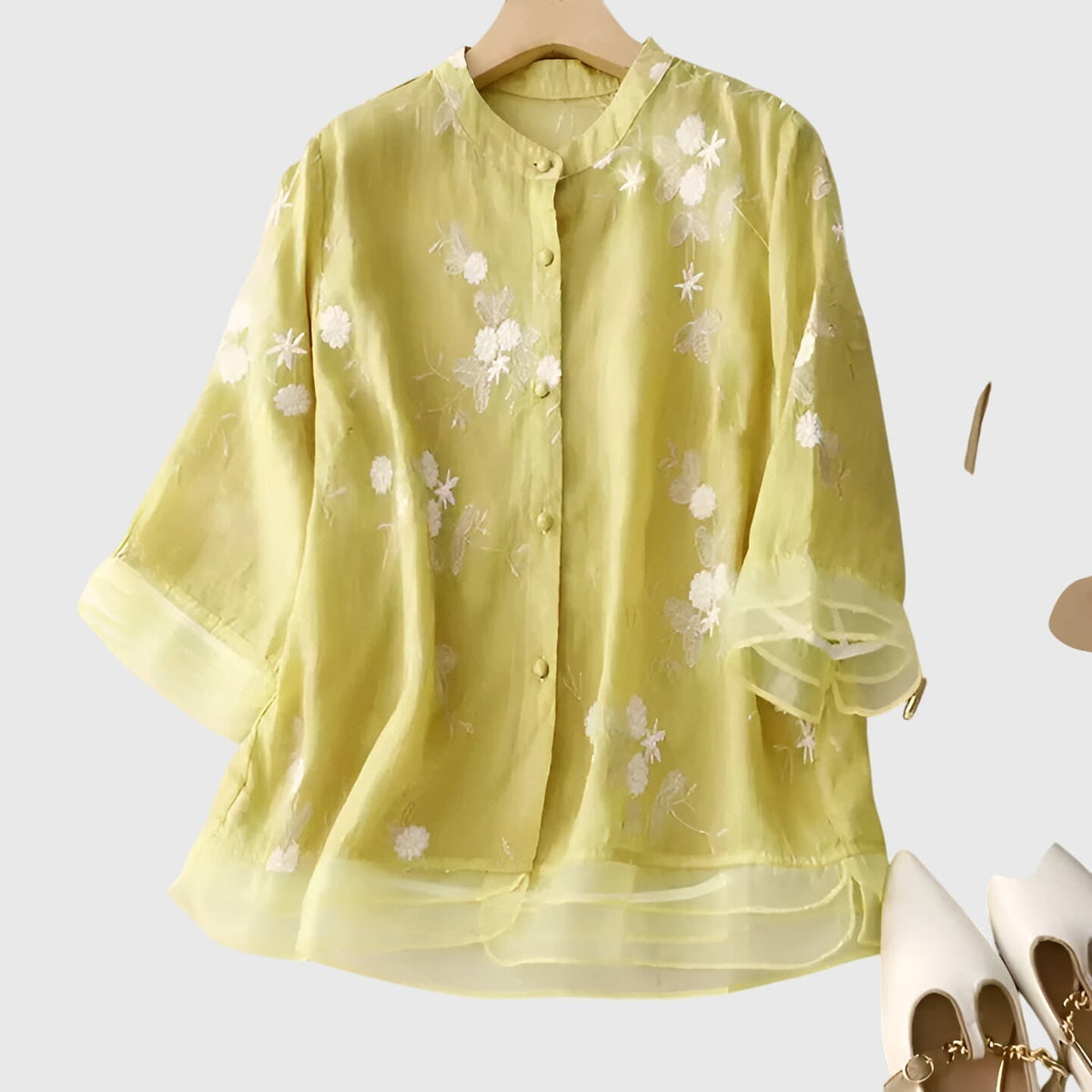 Women's Elegant Floral Embroidered Blouse
