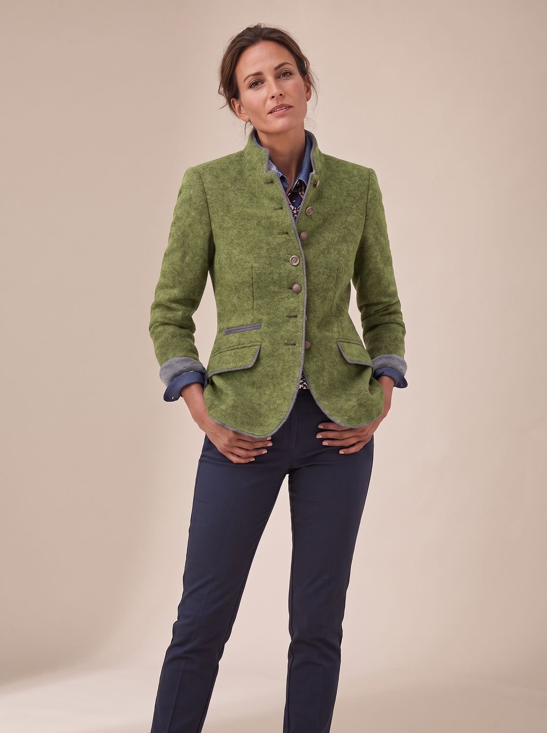 Women's Elegant Stand-Collar Button-Front Blazer Cardigan