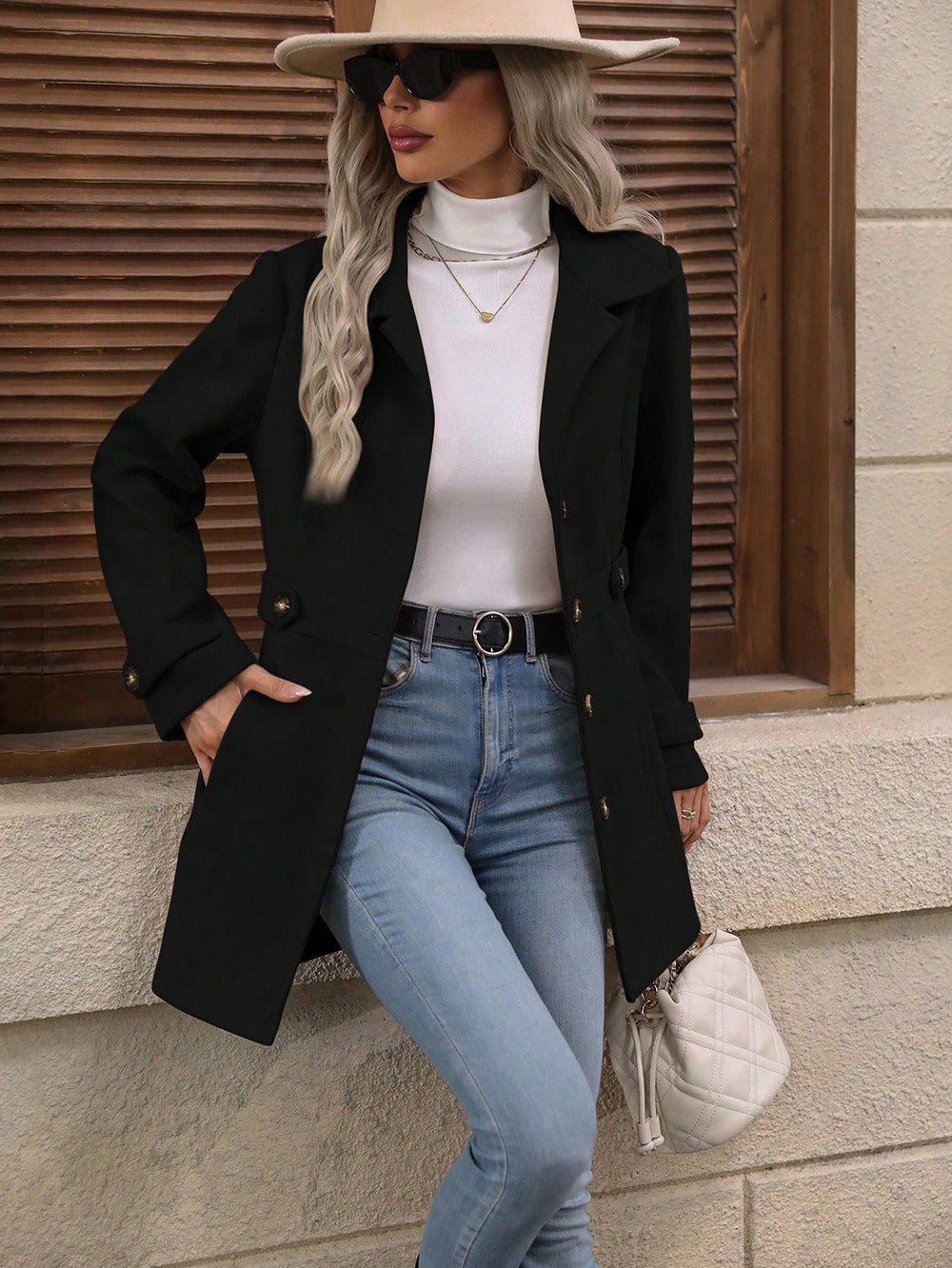 Women's Elegant Trench Coat with Adjustable Belt