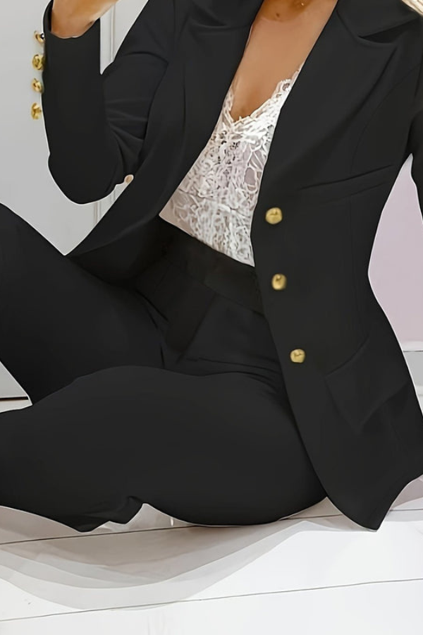 Women's Elegant Two-Piece Blazer and Pants Suit Set