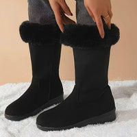Women's Faux-Fur Cuffed Slip-On Mid-Calf Snow Boots