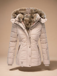 Women's Faux-Fur Hooded Quilted Puffer Winter Coat