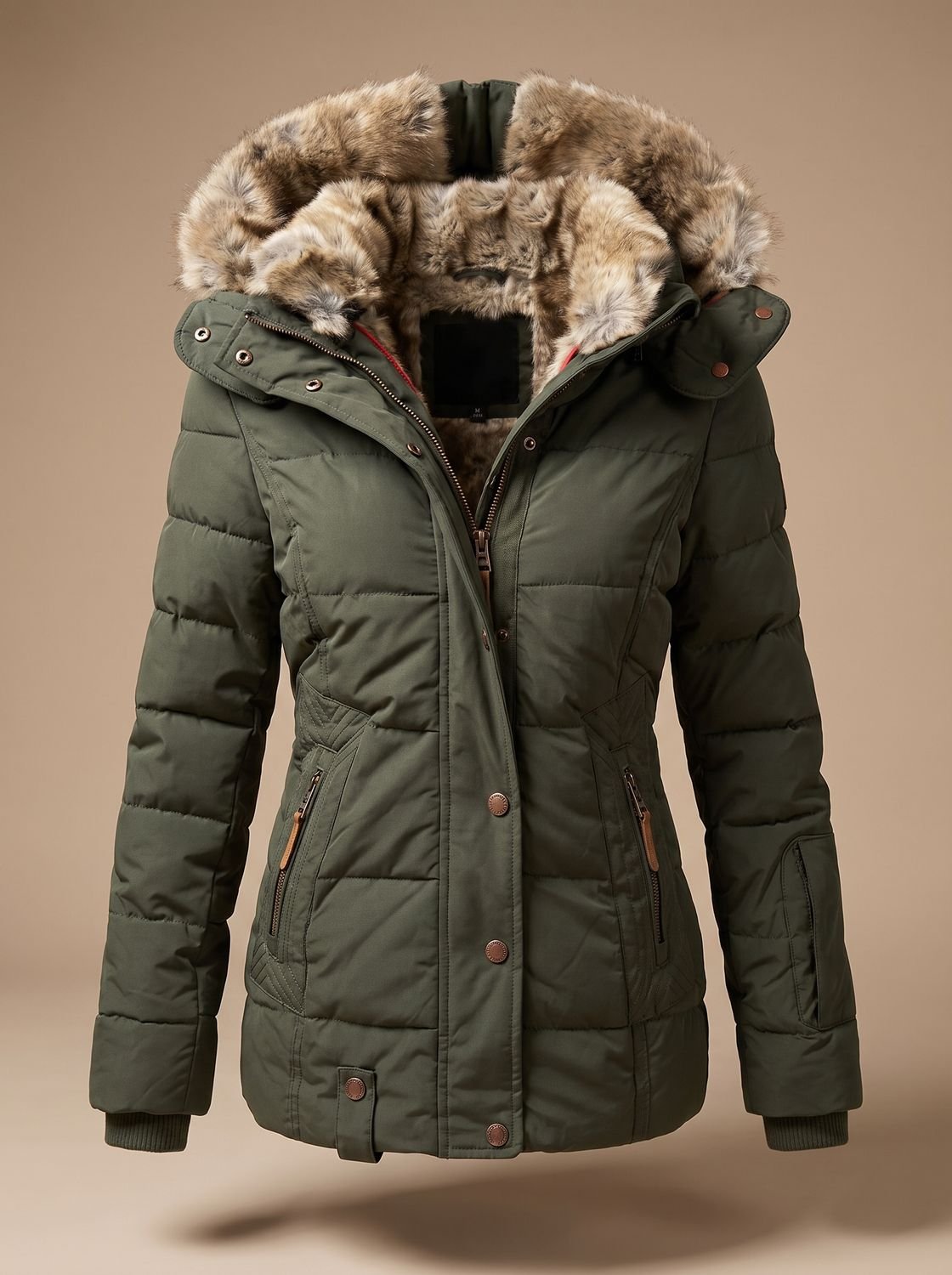 Women's Faux-Fur Hooded Quilted Puffer Winter Coat