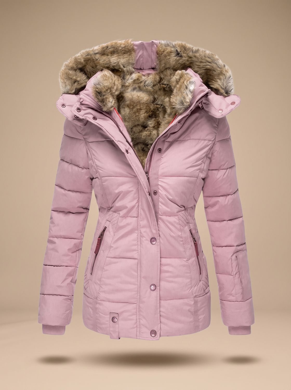 Women's Faux-Fur Hooded Quilted Puffer Winter Coat