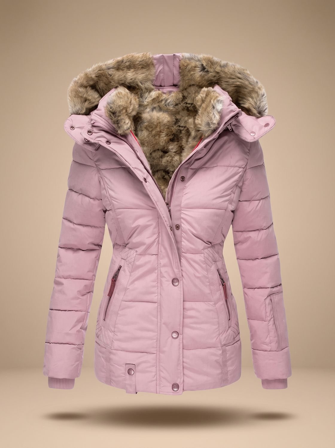 Women's Faux-Fur Hooded Quilted Puffer Winter Coat