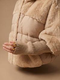 Women's Faux Fur Plush Hooded Quilted Winter Coat