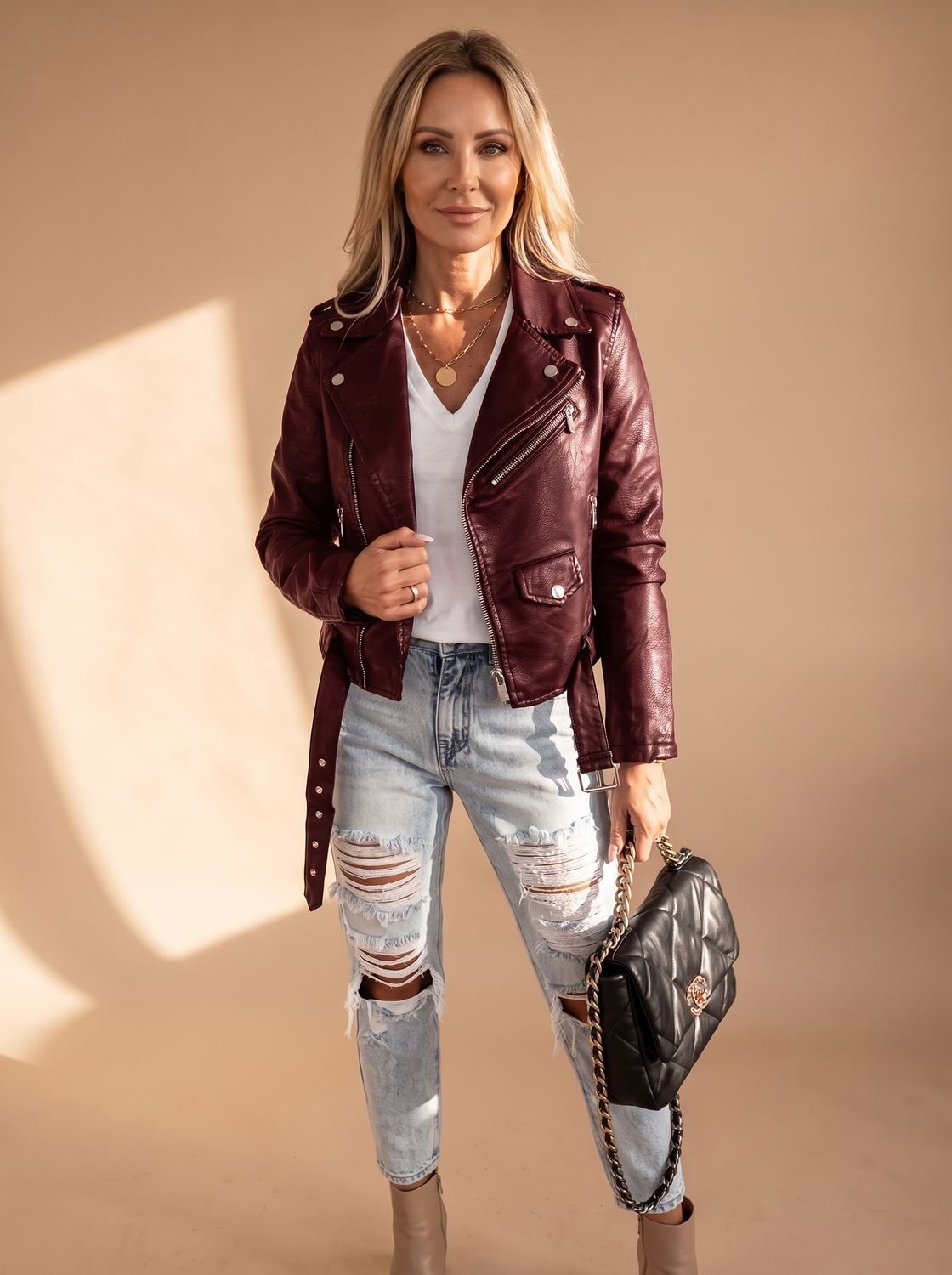 Women's Faux Leather Asymmetric Zip Moto Jacket
