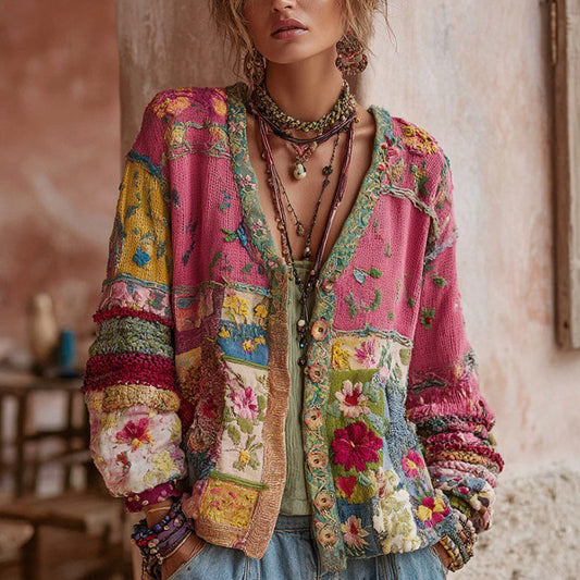 Women's Floral Patchwork Cardigan