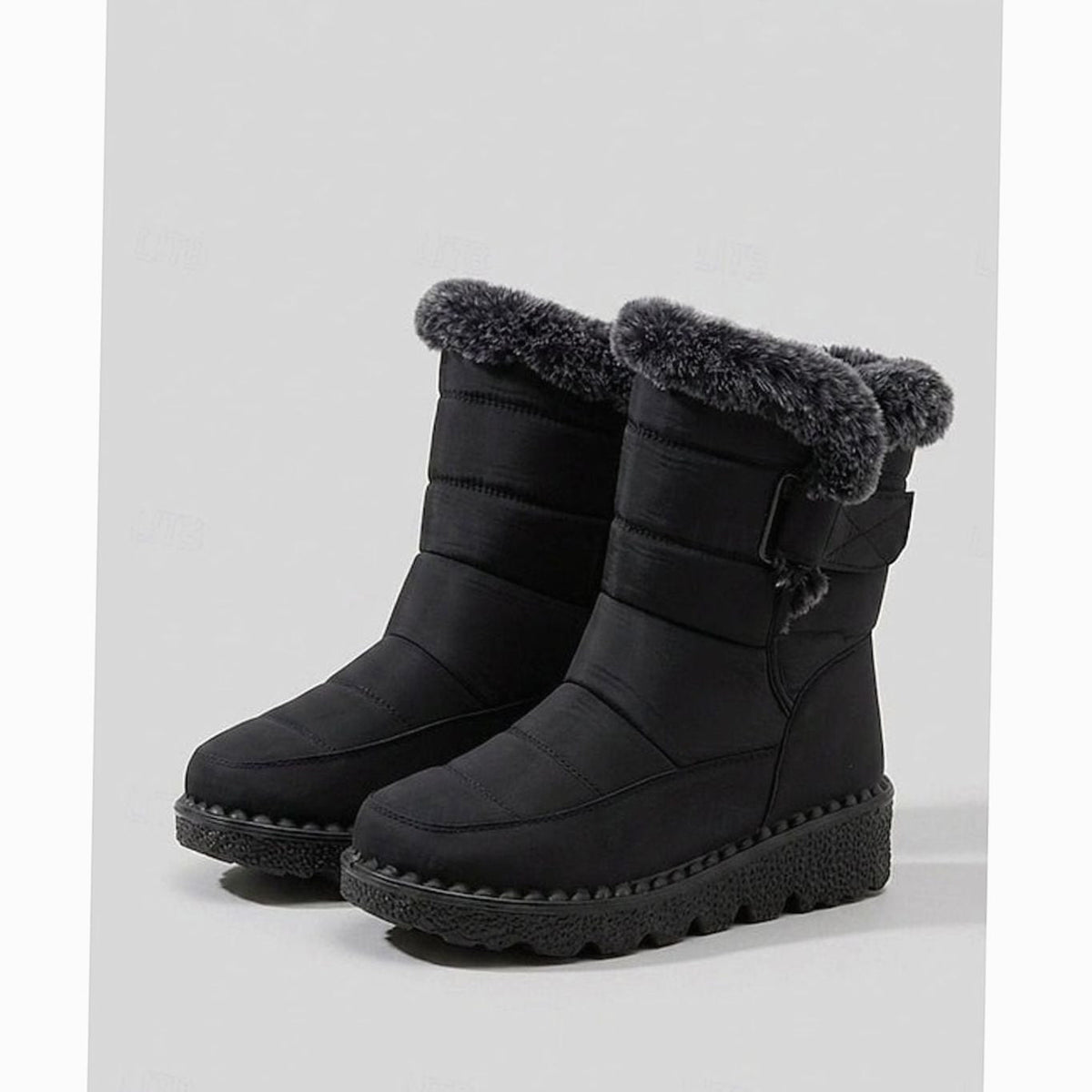 Women's Fur-Trimmed Quilted Mid-Calf Snow Boots