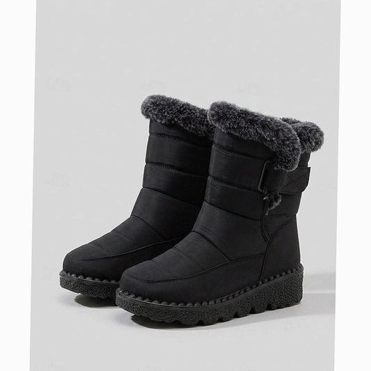 Women's Fur-Trimmed Quilted Mid-Calf Snow Boots