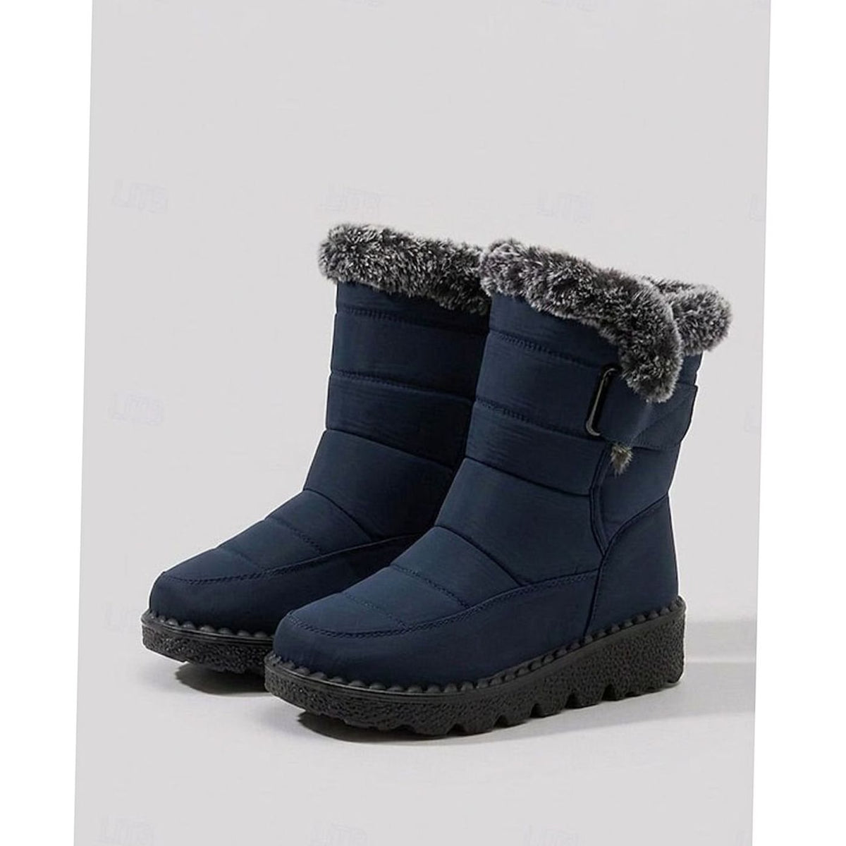 Women's Fur-Trimmed Quilted Mid-Calf Snow Boots