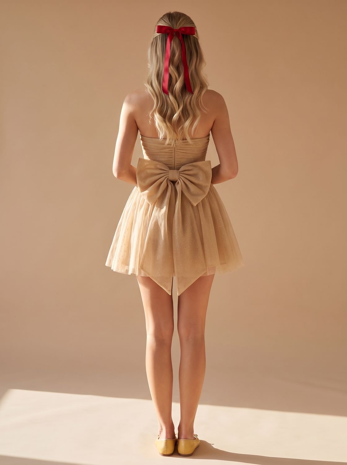 Women's Glitter Pleated Strapless Bustier Christmas Party Mini Dress
